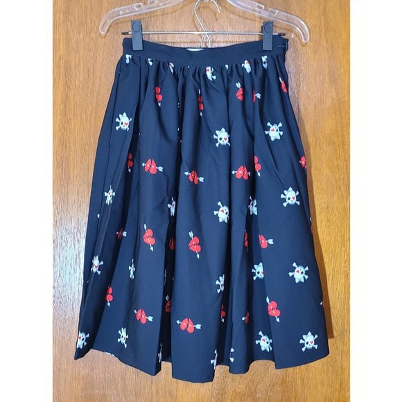 Unique Vintage Gellar Skirt - Swing Skulls Pinup Rockabilly Halloween Kawaii - Picture 4 of 9